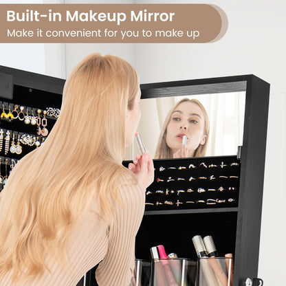 Standing Jewelry Armoire Organizer with Full-Length Mirror-Black