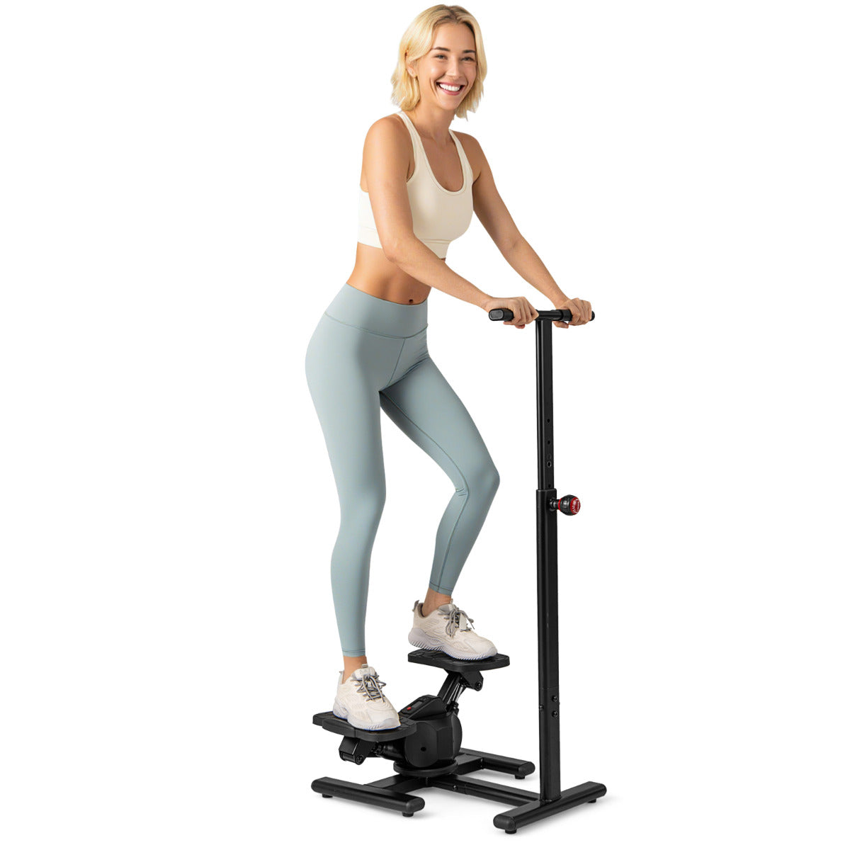 Steppers for Exercise with Height-Adjustable Handlebar and Non-slip Pedals-Black