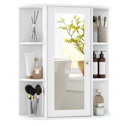 70cm Wall Mounted Storage Cabinet with Single Mirror Door-White