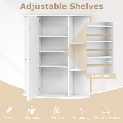 70cm Wall Mounted Storage Cabinet with Single Mirror Door-White
