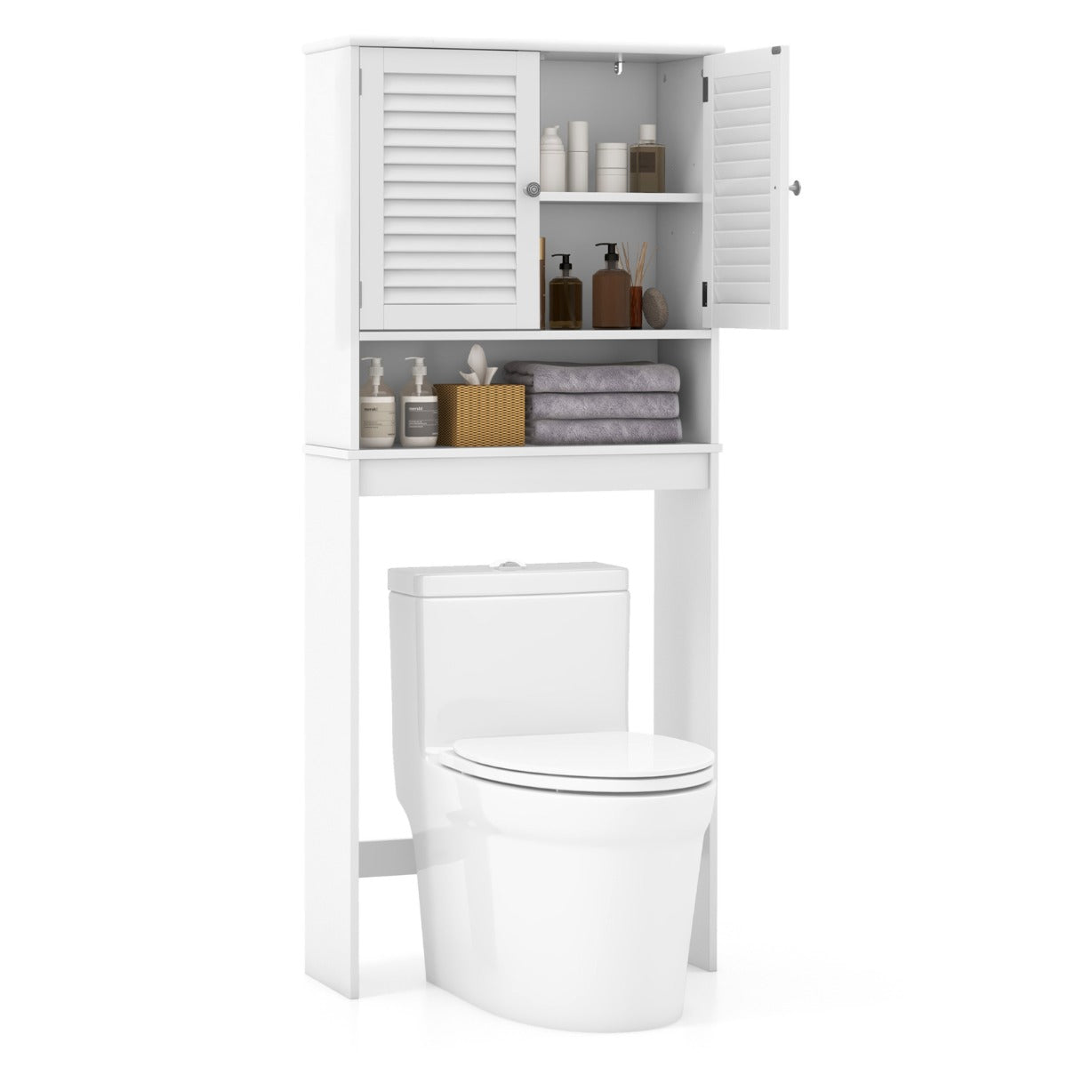 Over-The-Toilet Storage Cabinet with 2-Door Cabinet and Adjustable Shelf