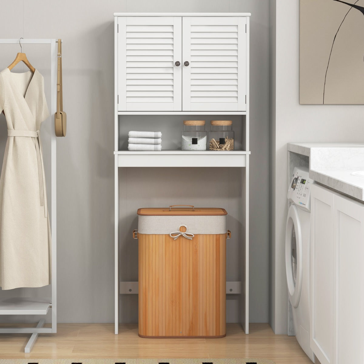 Over-The-Toilet Storage Cabinet with 2-Door Cabinet and Adjustable Shelf