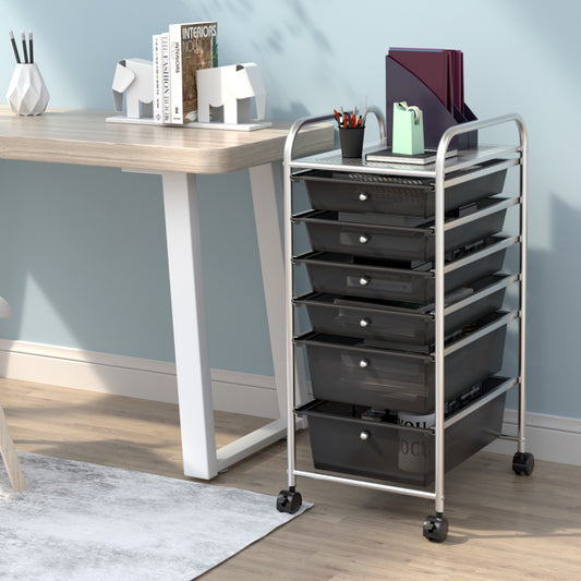Costway Rolling Storage Cart with Removable Drawers and Lockable Wheels for Home Office School-Black
