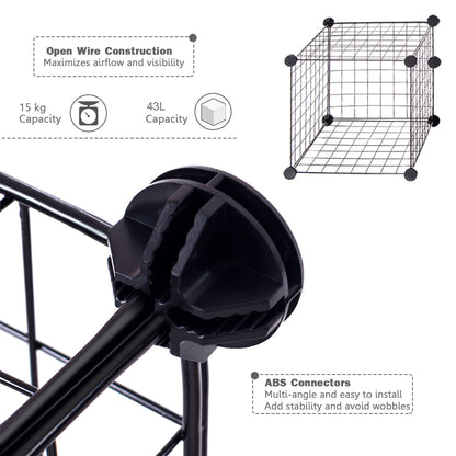 Metal Wire Free Standing DIY Storage Cubes with 12 Cubes-Black