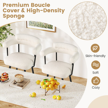 Swivel Bar Stool Set of 2 with Curved Back and Arms-White