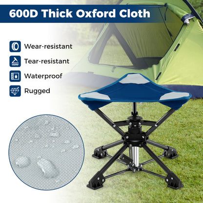 Folding Camping Stool 360° Swivel Hunting Chair with Anti-Sink Feet-Blue