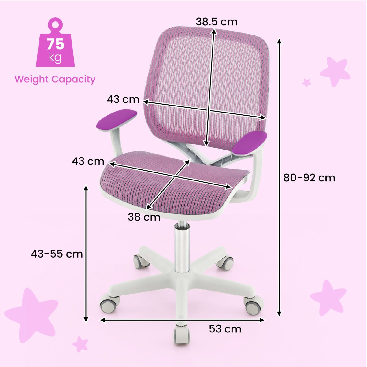 Kids Swivel Mesh Children Computer Chair with Adjustable Height-purple