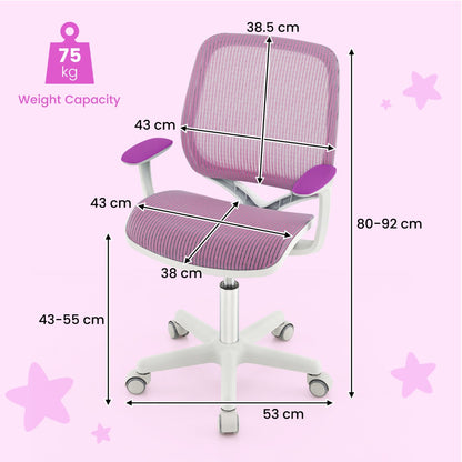 Kids Swivel Mesh Children Computer Chair with Adjustable Height-purple