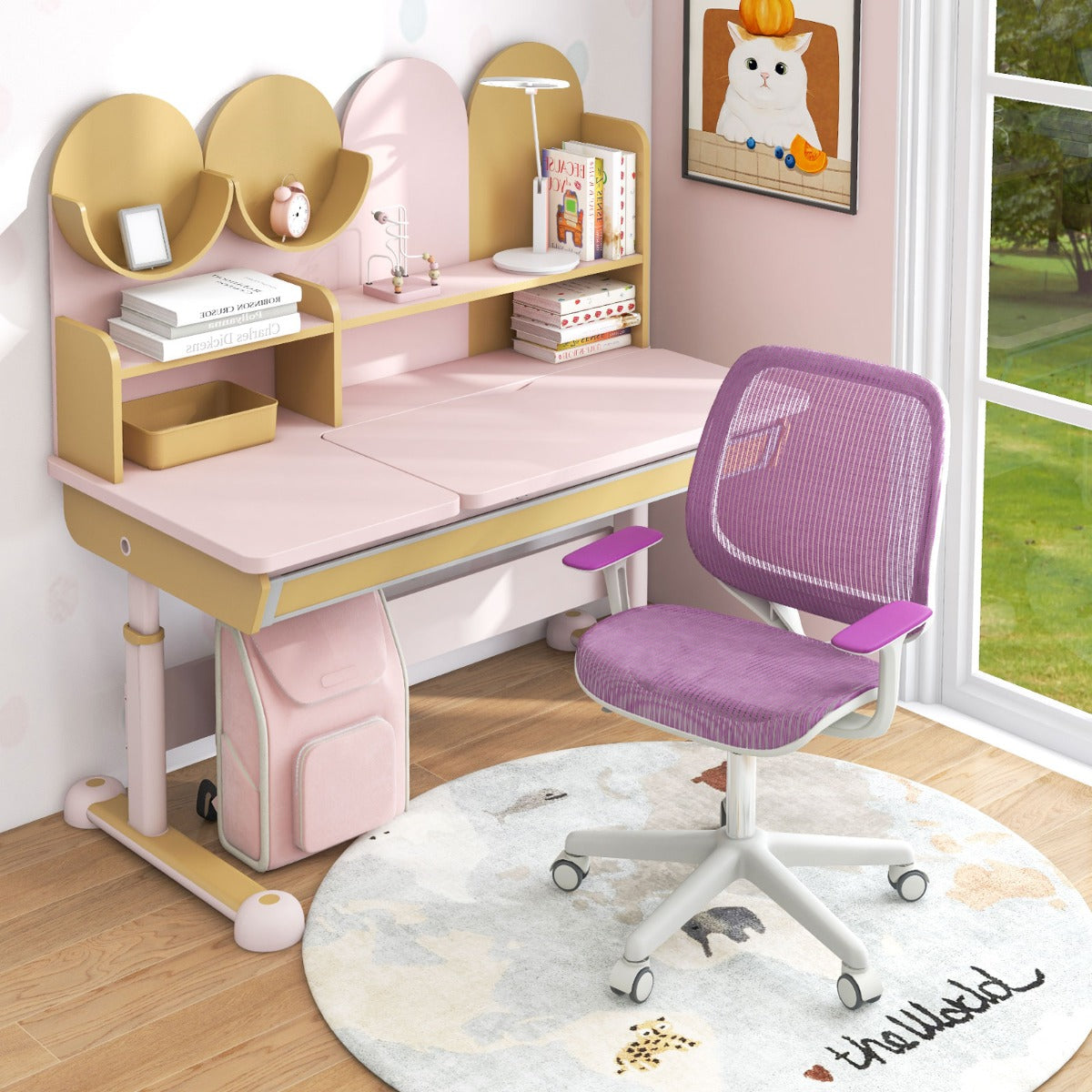 Kids Swivel Mesh Children Computer Chair with Adjustable Height-purple
