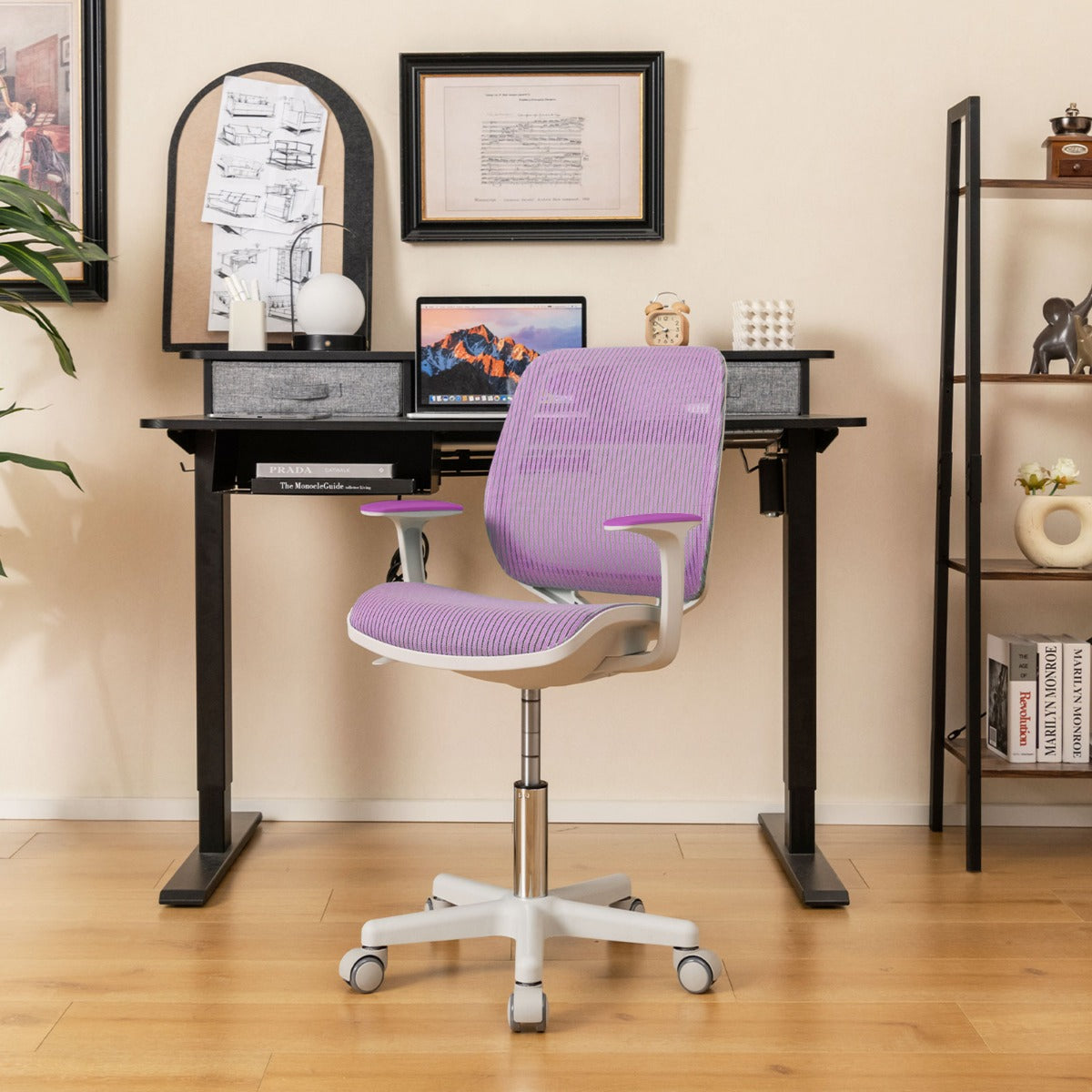 Kids Swivel Mesh Children Computer Chair with Adjustable Height-purple