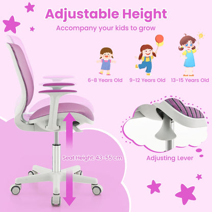Kids Swivel Mesh Children Computer Chair with Adjustable Height-purple