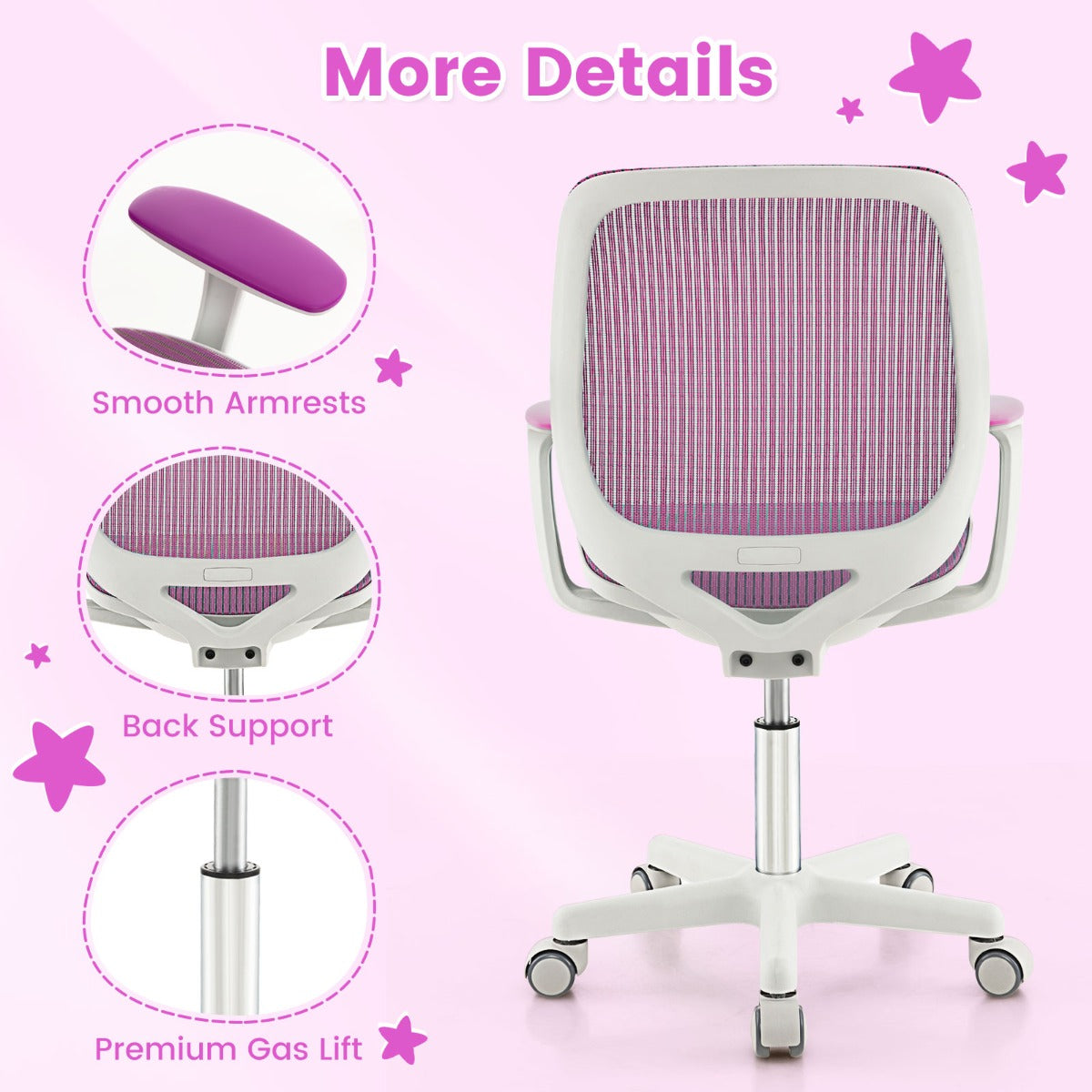 Kids Swivel Mesh Children Computer Chair with Adjustable Height-purple