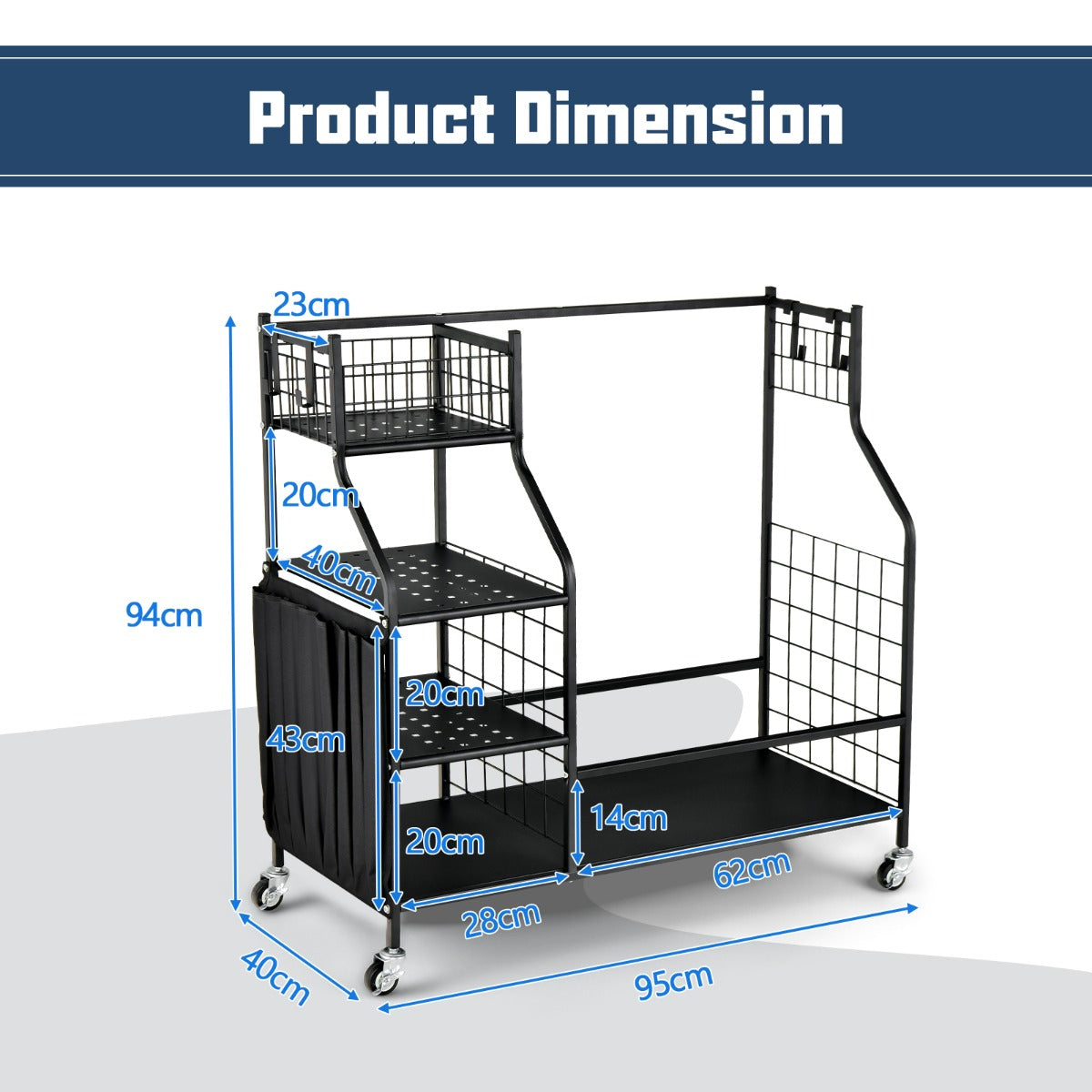 Golf Bag Storage Rack with Lockable Universal Wheels for Golfing Equipment