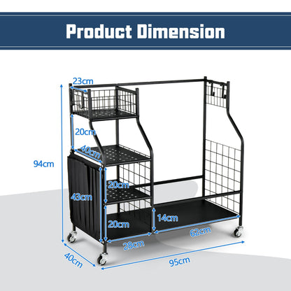 Golf Bag Storage Rack with Lockable Universal Wheels for Golfing Equipment