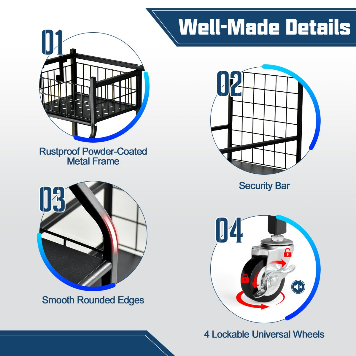 Golf Bag Storage Rack with Lockable Universal Wheels for Golfing Equipment