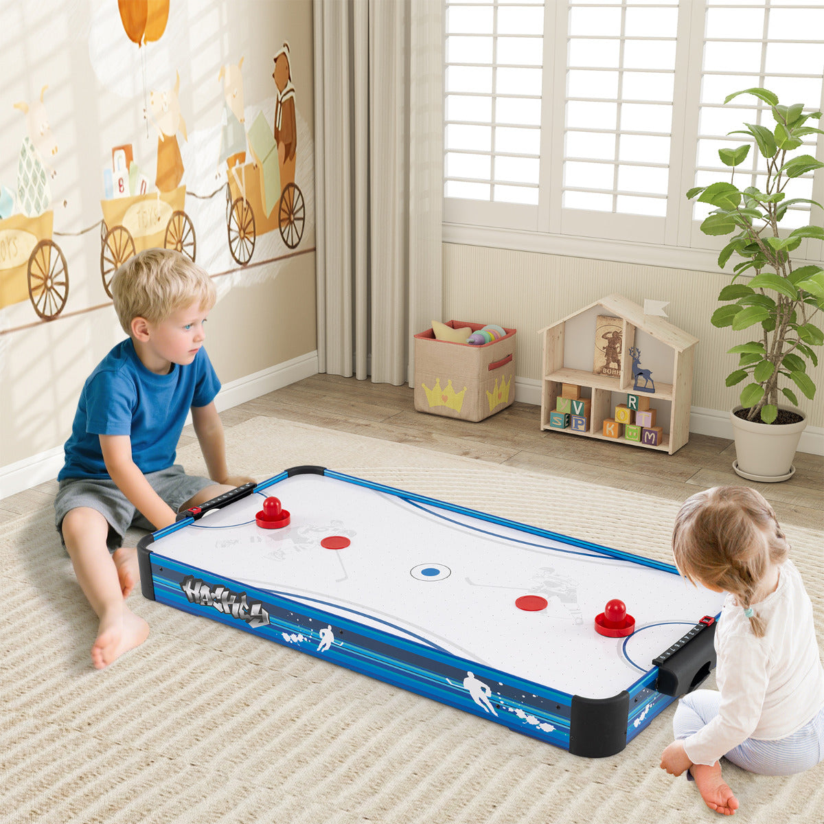 Tabletop Air Hockey Table 101 cm Indoor Air Hockey Arcade Table-Blue