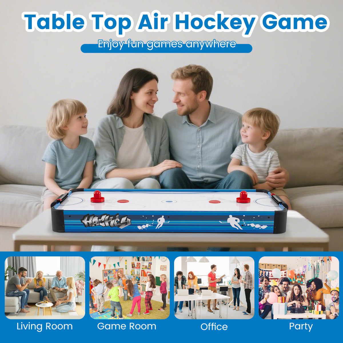 Tabletop Air Hockey Table 101 cm Indoor Air Hockey Arcade Table-Blue