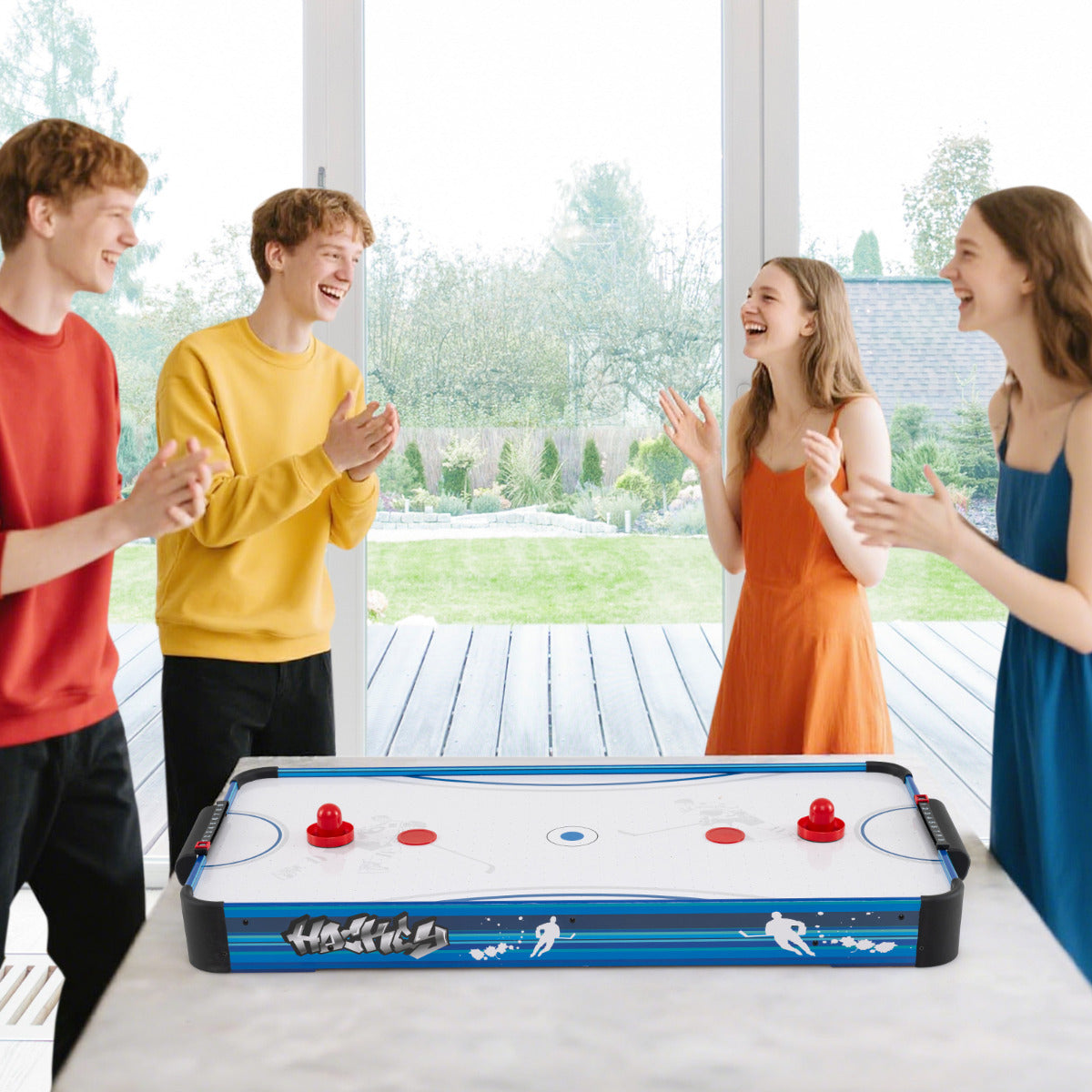 Tabletop Air Hockey Table 101 cm Indoor Air Hockey Arcade Table-Blue