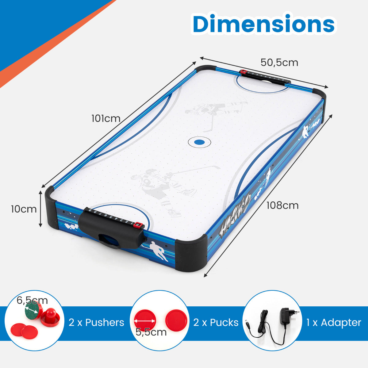 Tabletop Air Hockey Table 101 cm Indoor Air Hockey Arcade Table-Blue