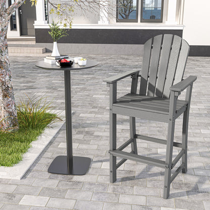 Costway Outdoor HDPE Tall Bar Adirondack Chair Patio Chair 30 Inches Seat Height-Grey