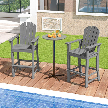 Costway Outdoor HDPE Tall Bar Adirondack Chair Patio Chair 30 Inches Seat Height-Grey