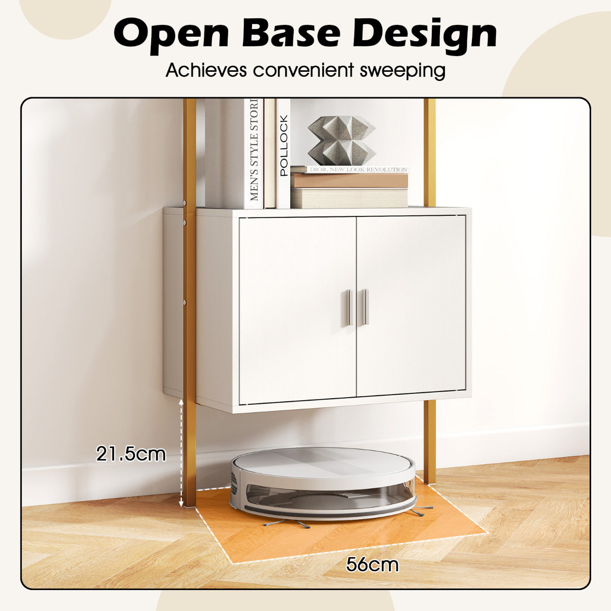 Tall Bookshelf 5 Tier Wall Mount Ladder Bookcase with Cabinet-White