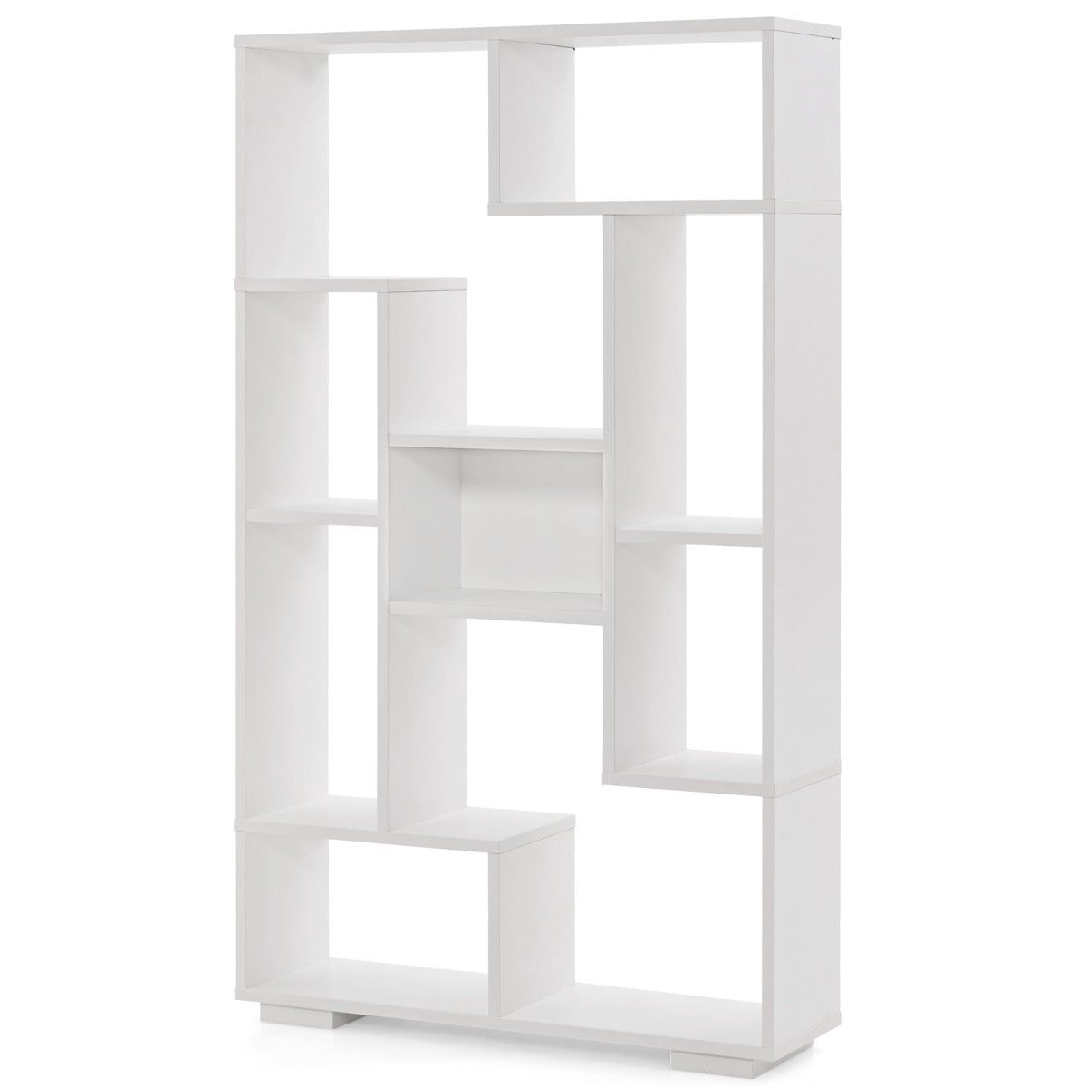 120cm Modern White Bookcase with Geometric Design and Open Shelves