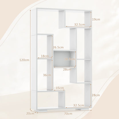 Costway 120cm Modern Geometric Bookcase with Open Shelves-White