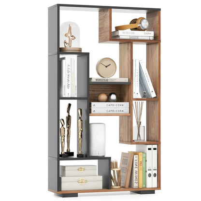 120cm Modern Geometric Bookcase with 11 Open Shelves and Anti-Tip Safety