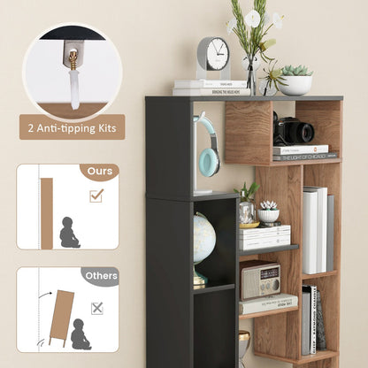 120cm Modern Geometric Bookcase with 11 Open Shelves and Anti-Tip Safety