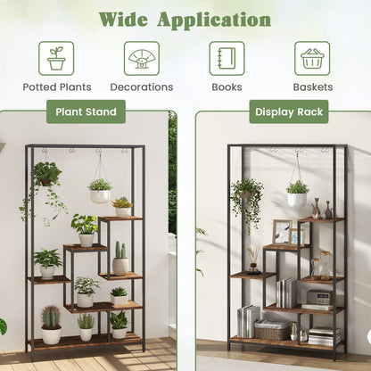 Anti-tipping wall device helps prevent the tall plant display rack from falling over