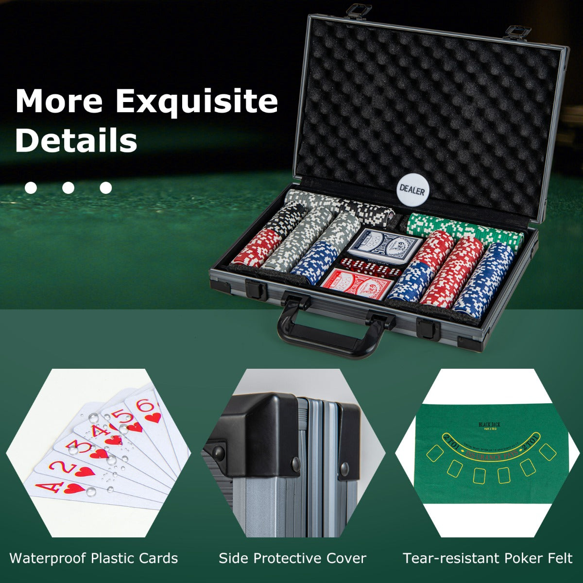 Texas Holdem Poker Chip Set with 400 Pieces Chips-Black