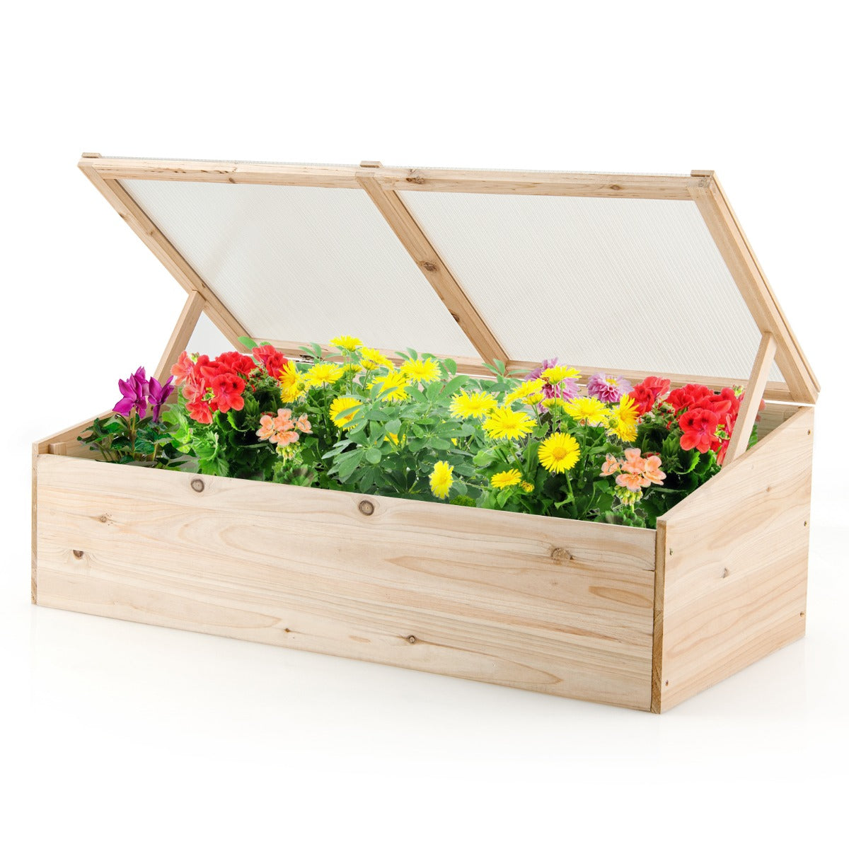 Wooden Garden Portable Greenhouse with Transparent PVC Top Cover