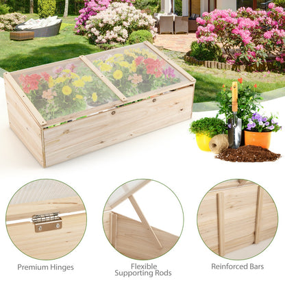 Wooden Garden Portable Greenhouse with Transparent PVC Top Cover