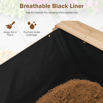 2 Tiers Raised Garden Bed with Storage Shelf & Black Liner