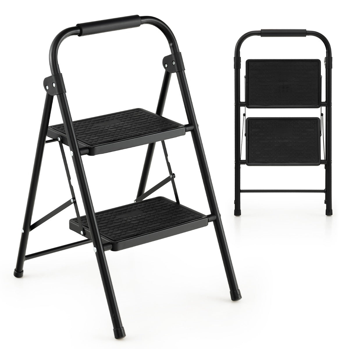 Folding Step Stool with Padded Handgrip and Wide Anti-Slip Pedal for Kitchen/Household/Garden