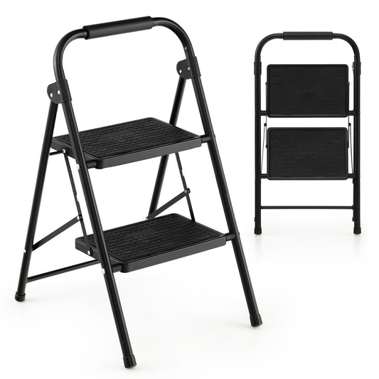 Folding Step Stool with Padded Handgrip and Wide Anti-Slip Pedal for Kitchen/Household/Garden