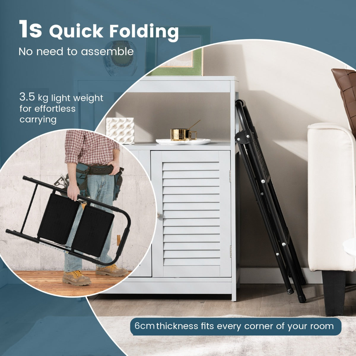 Folding Step Stool with Padded Handgrip and Wide Anti-Slip Pedal for Kitchen/Household/Garden