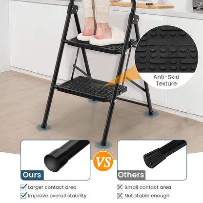 Folding Step Stool with Padded Handgrip and Wide Anti-Slip Pedal for Kitchen/Household/Garden