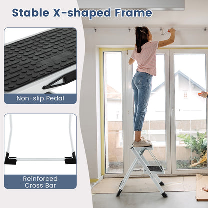 2 StepFolding Ladder with Heavy-duty Metal Frame for Household/Garden