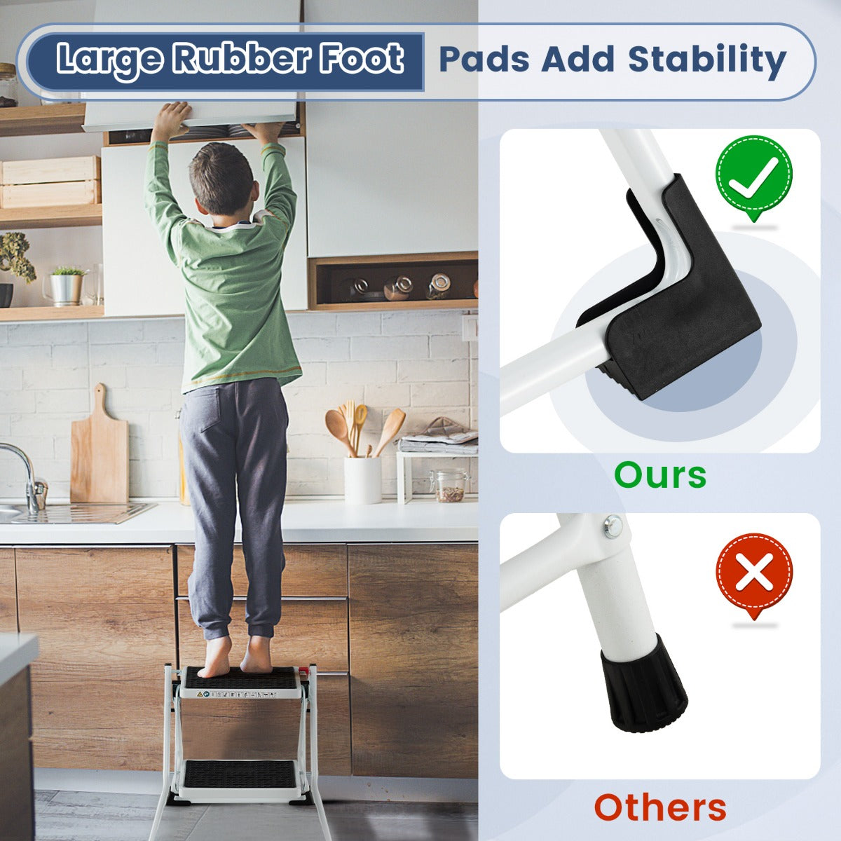 2 StepFolding Ladder with Heavy-duty Metal Frame for Household/Garden