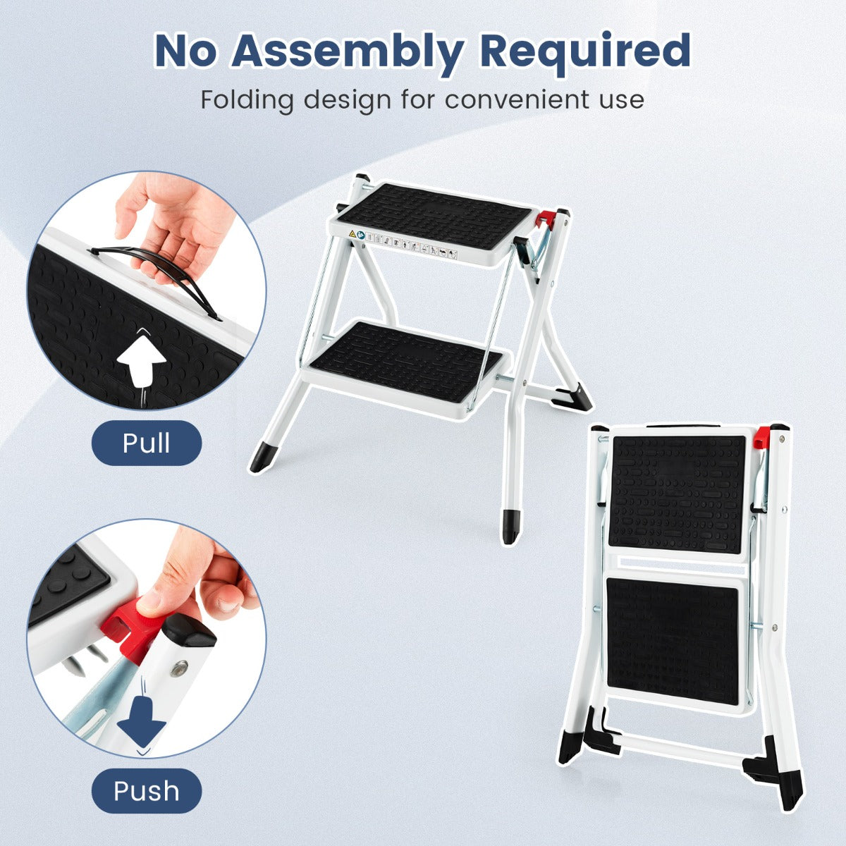 2 StepFolding Ladder with Heavy-duty Metal Frame for Household/Garden