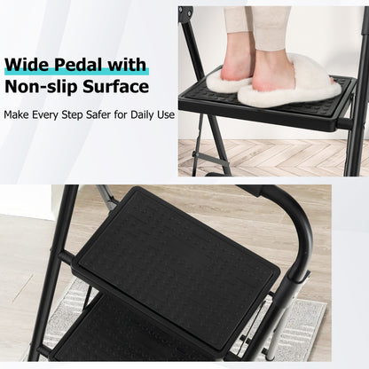 3 Step Ladder with Wide Anti-Slip Pedal for Household/Office/Garden