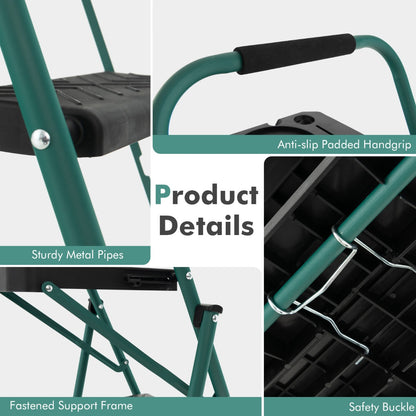 4 Step Ladder Folding Portable Anti-Slip Steel Step Stool 150 kg with Tool Platform