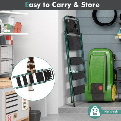 4 Step Ladder Folding Portable Anti-Slip Steel Step Stool 150 kg with Tool Platform
