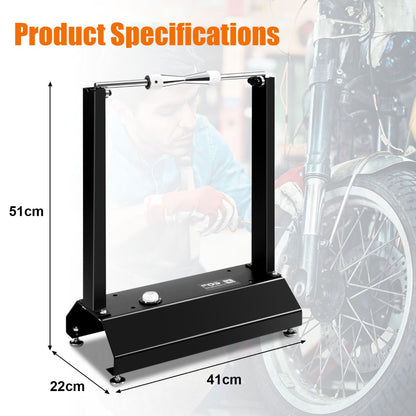 Adjustable Motorcycle Wheel Balancer with Centering Cones and Leveling Feet