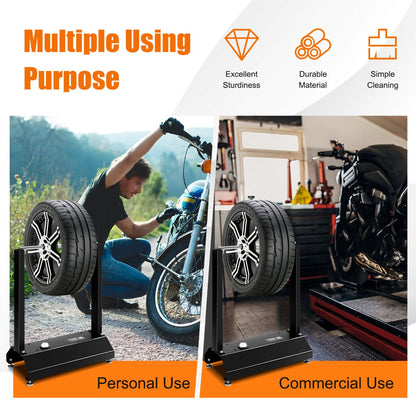 Adjustable Motorcycle Wheel Balancer with Centering Cones and Leveling Feet