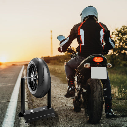 Adjustable Motorcycle Wheel Balancer with Centering Cones and Leveling Feet