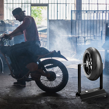 Adjustable Motorcycle Wheel Balancer with Centering Cones and Leveling Feet