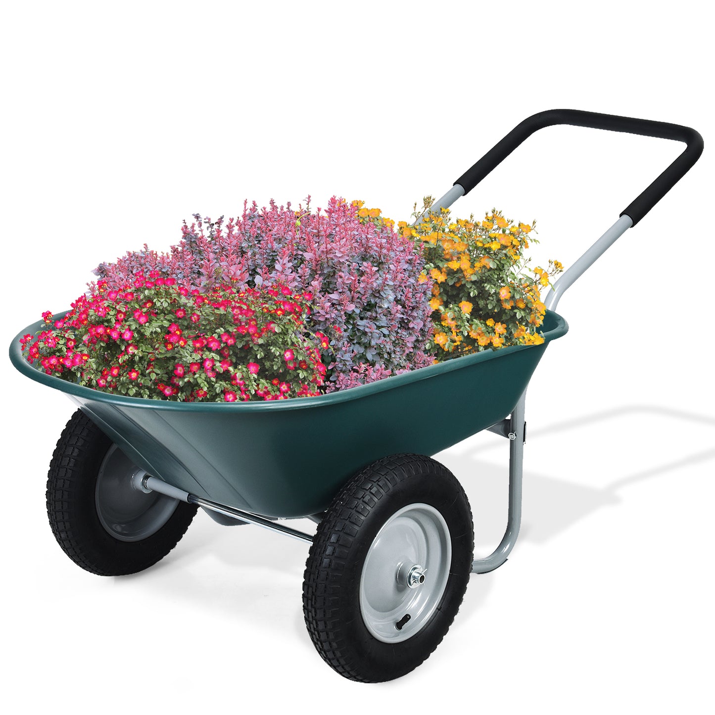 2 Tire Wheelbarrow Garden Dolly Utility Cart with14 inch Pneumatic Tires-Green